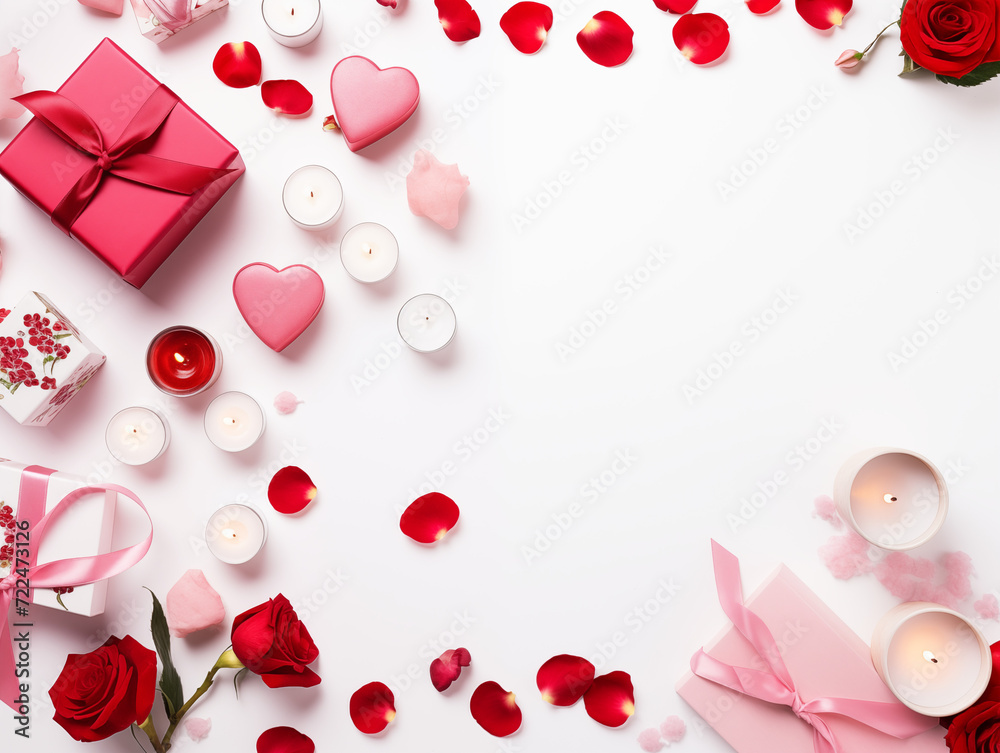 valentine card with roses and hearts