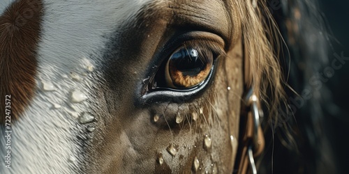 A detailed view of a horse's eye. Perfect for equestrian enthusiasts or animal-themed designs