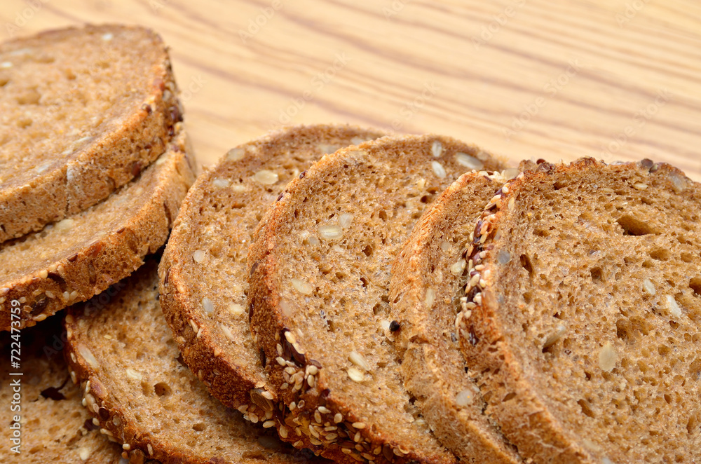 Slices of fresh bread, bakery products, pastries close-up