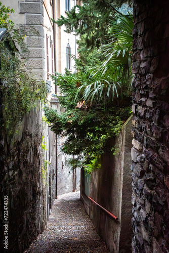 Fototapeta Naklejka Na Ścianę i Meble -  A romantic narrow alley in Varenna at lake Como