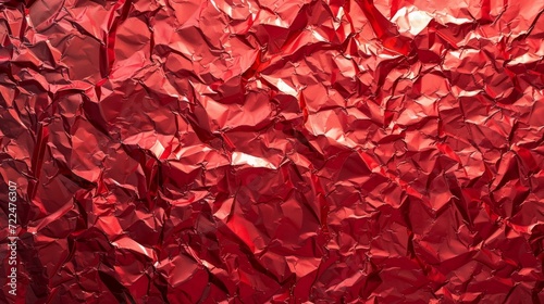 Background made of red crumpled foil