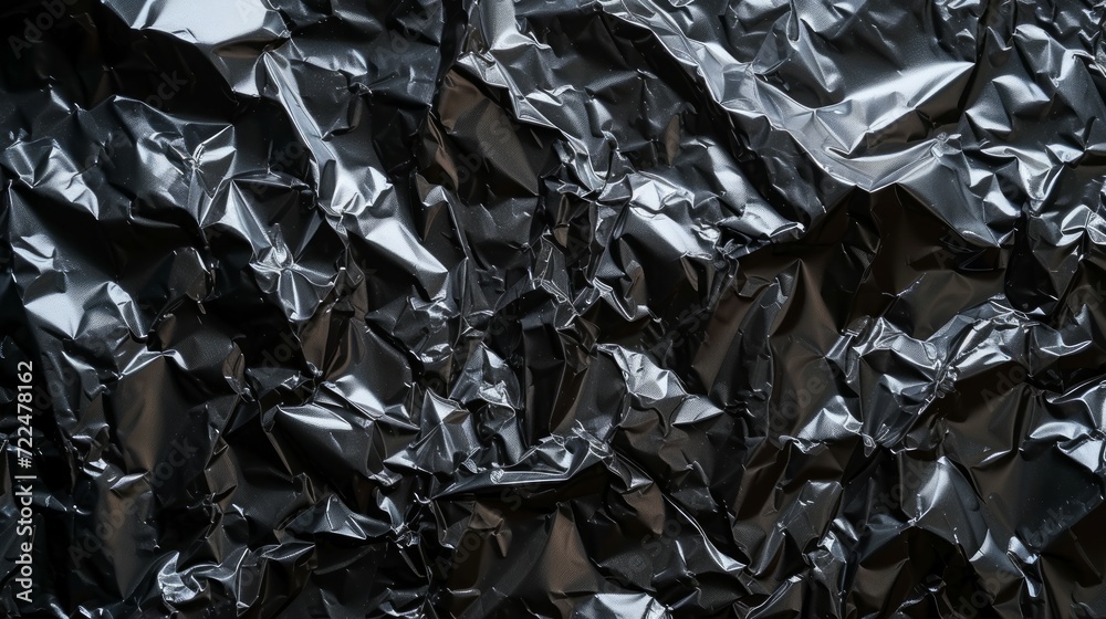 Background made of black crumpled foil Background made of black crumpled foil