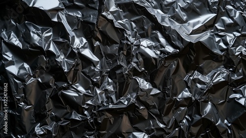 Background made of black crumpled foil