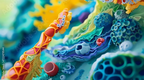 Colorful Illustration of Cellular Structures and Molecules photo