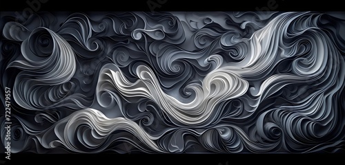 Abstract Monochrome Swirls and Waves Design