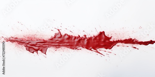 Red Blood Paint Texture on White Background, Smeared Scarlet Ink, Smeared Blood Pattern