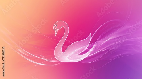  a pink and purple background with a white swan on it's back and a pink and purple background with a white swan on it's back.