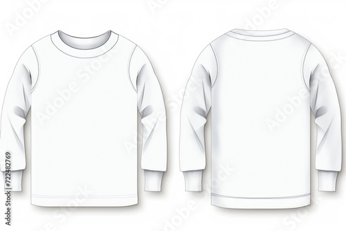 A simple white long sleeved t-shirt on a plain white background. Suitable for various design projects photo