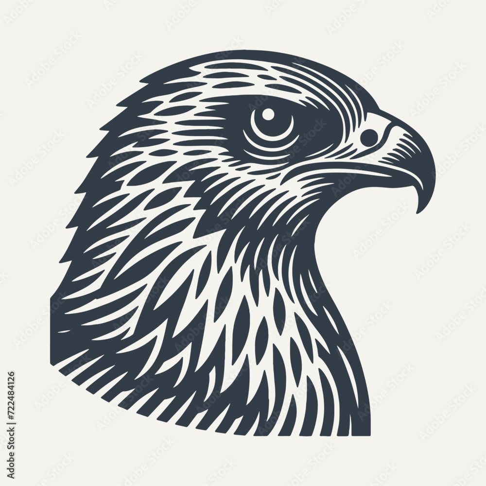 Fototapeta premium Hawk Head. Vintage woodcut engraving style vector illustration.