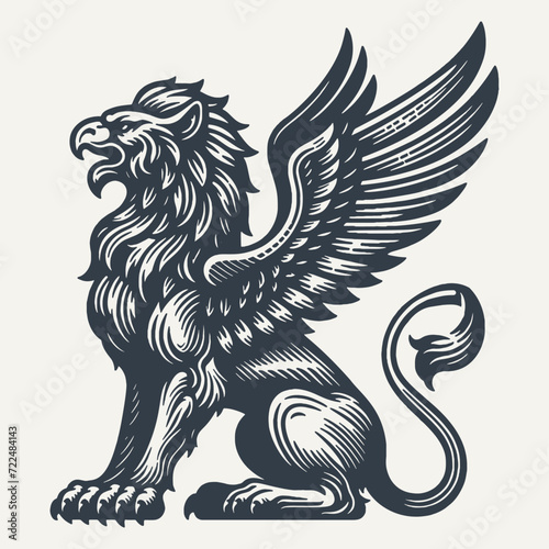 Griffin. Vintage woodcut engraving style vector illustration.