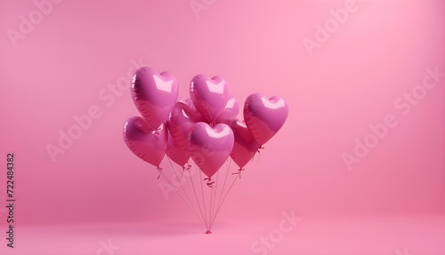 Pinke Luftballons in Form von Herzen (KI-/AI-generiert) photo