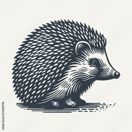 Hedgehog. Vintage woodcut engraving style vector illustration.