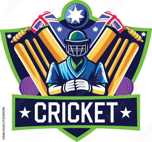 Australia Cricket Logo, Cricket Logo Design , Cricket batting vector design, Batsman logotype, Logo for Cricket Academy.