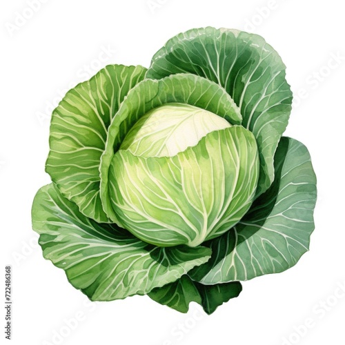 Watercolor-Style cabbage Illustration with White Background