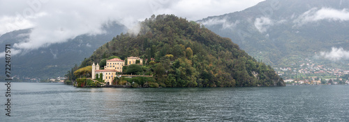 Fotografi Iconic villa Balbianello at lake Como, a famous film set