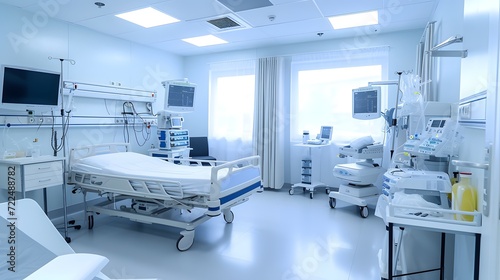 bright and clean hospital room with state-of-the-art medical equipment  providing a safe and comfortable environment for patients