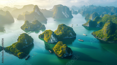 Aerial View Of Ha Long Bay From Cat Ba Island Fam. photo