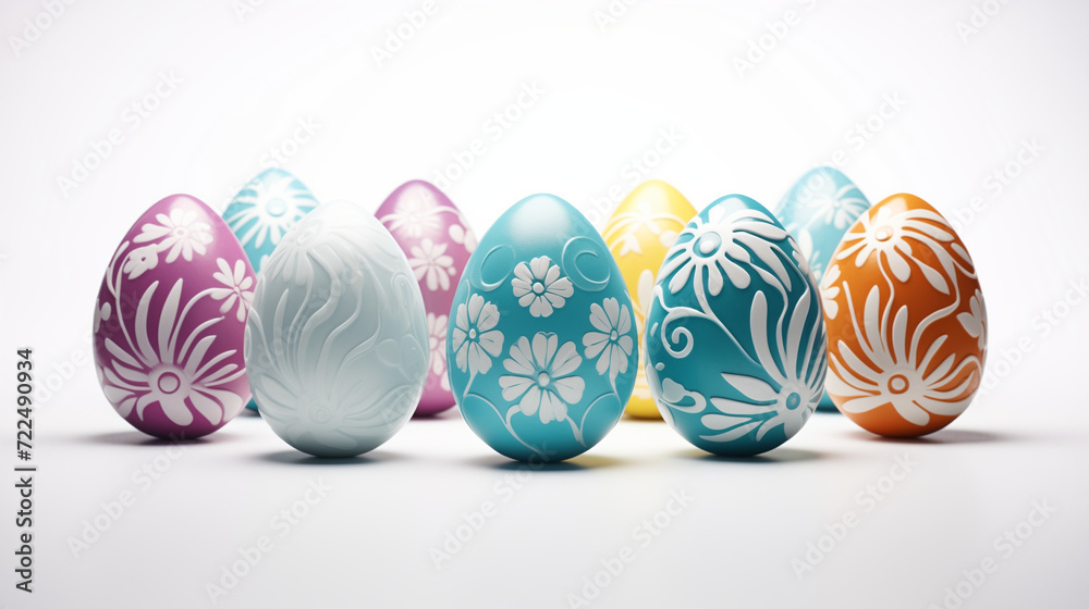 easter colorful eggs on white background
