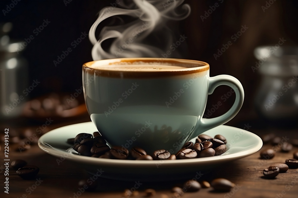 Fototapeta premium cup of coffee with beans