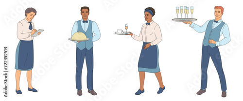 Waiter or Steward  male and female characters,