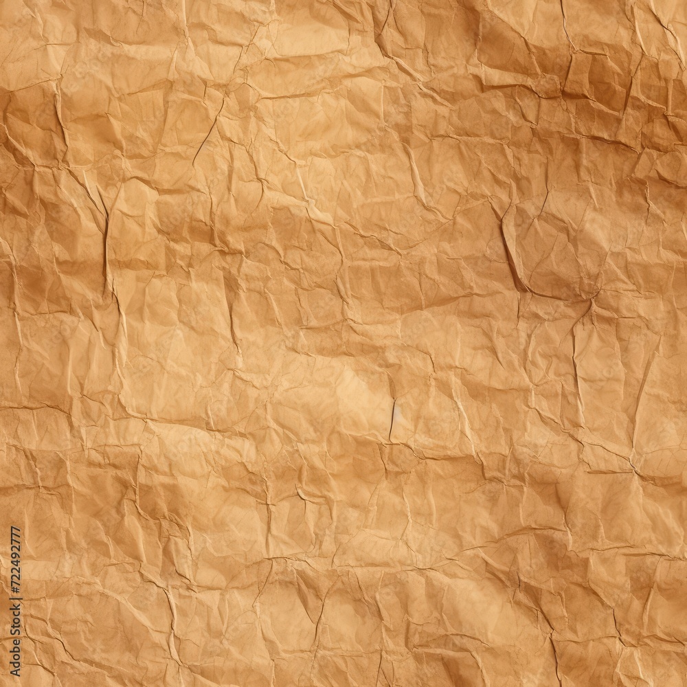 Sheet of Brown Thin Crumpled Craft Paper Background
