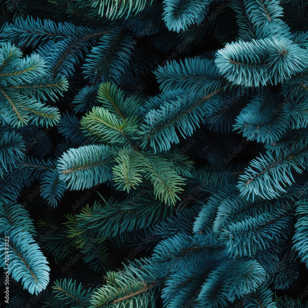 Christmas Tree Background with Natural Colorado Blue Spruce Twigs, Lush Coniferous Pattern Christmas Tree Background with Natural Colorado Blue Spruce Twigs, Lush Coniferous Pattern