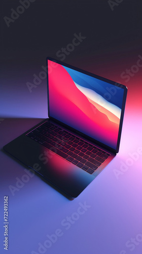 3D illustration of a laptop