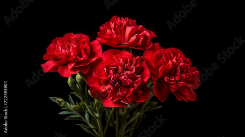 Red carnation flowers on dark background