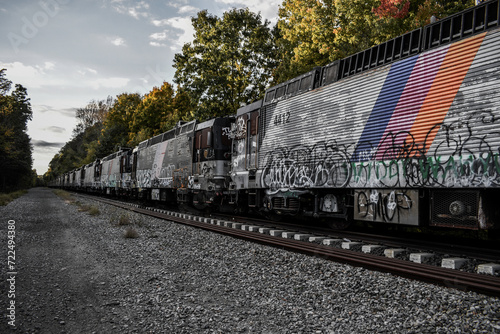 Abandoned train locomotives new jersey transit photo