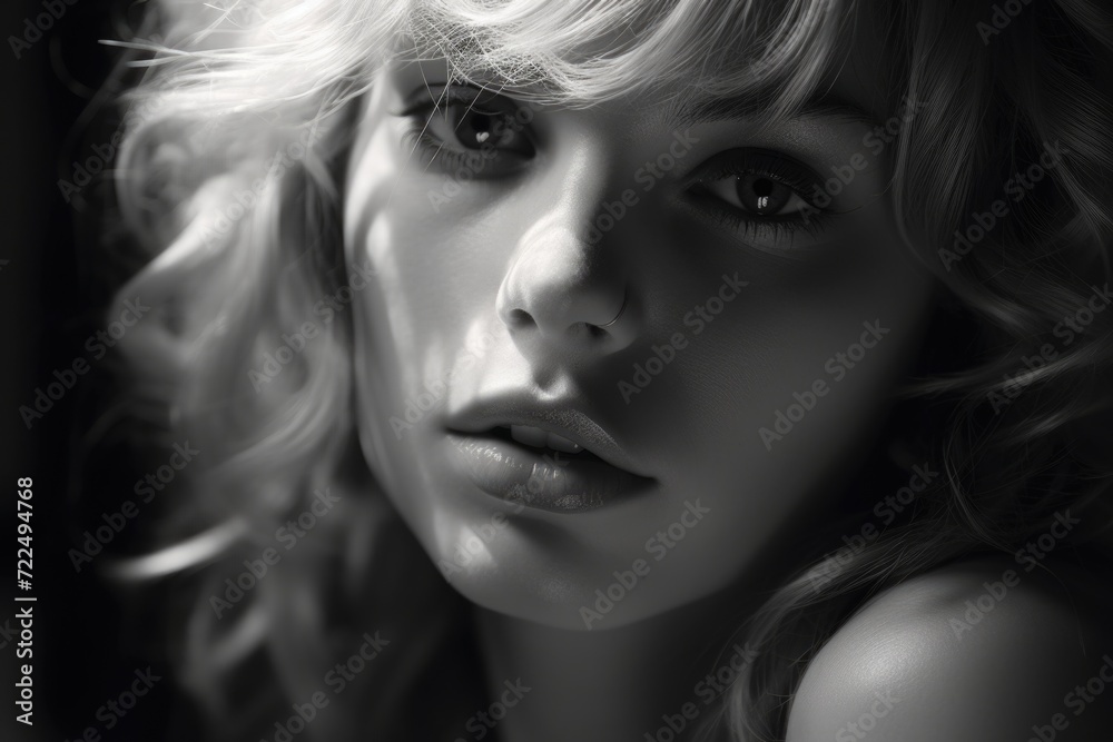 A black and white photo of a woman. Suitable for various applications A black and white photo of a woman. Suitable for various applications