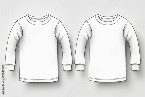 A simple white long sleeved t-shirt template on a neutral gray background. Perfect for showcasing designs or creating mockups photo