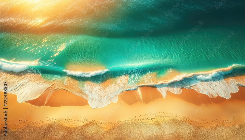Fototapeta premium Aerial View of a Serene Beach at Summer