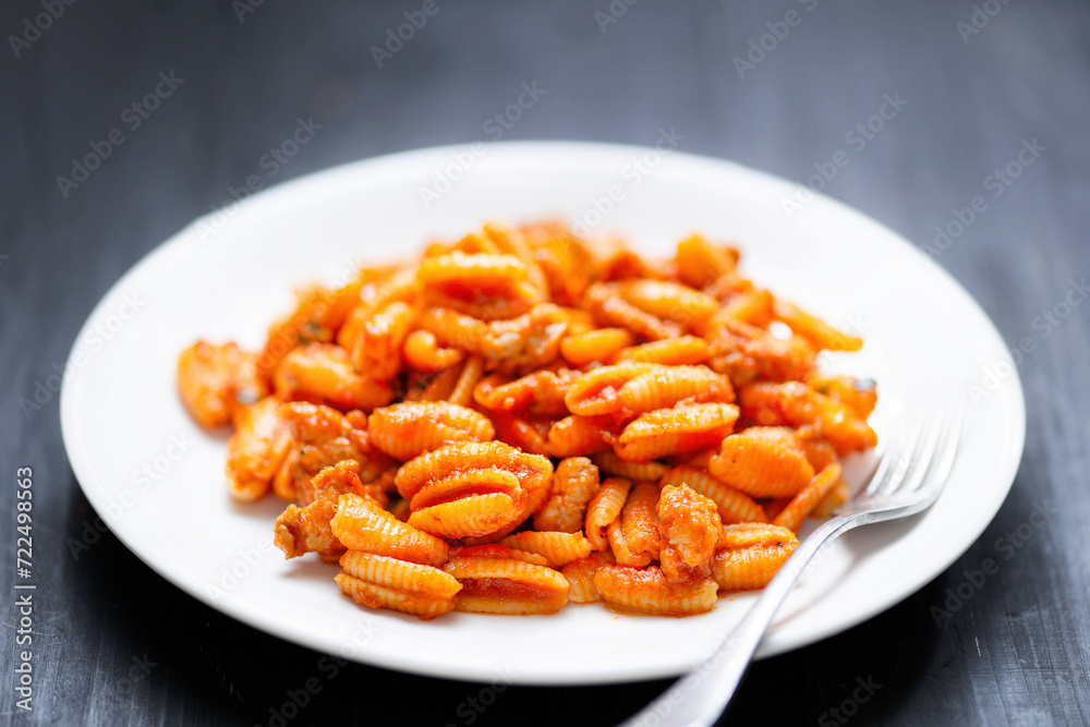 gnocchetti pasta in sausage tomato sauce