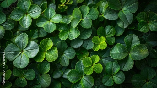 Bright beautiful background all filled with green clover leaves