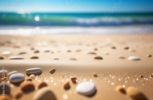 Ocean and beach sunny empty landscape. 