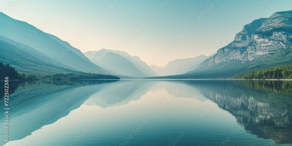 Tranquil mountain lake, a serene wallpaper capturing the reflection of majestic mountains in a calm lake.