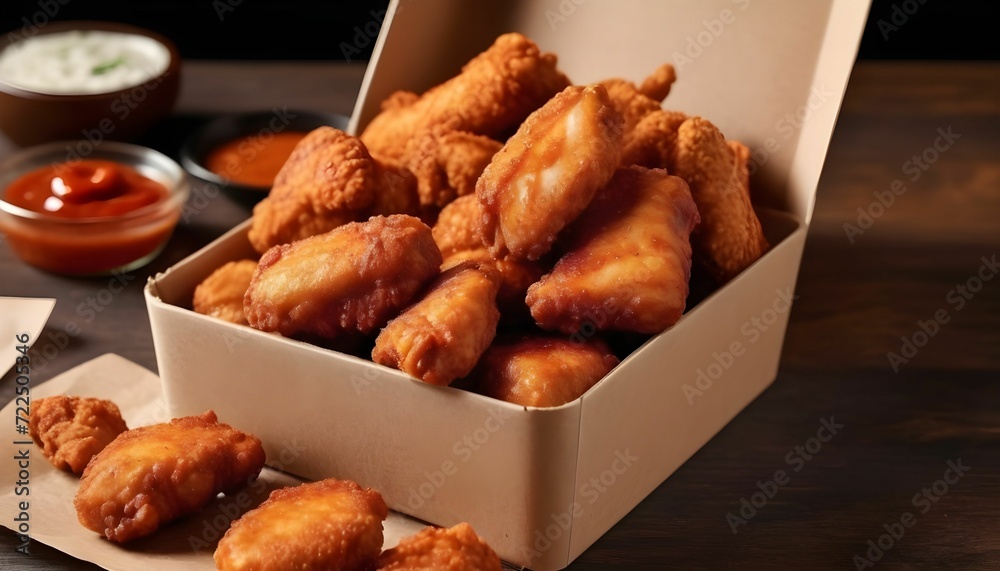 chicken classic nuggets tenders meal in container box ,boneless wings