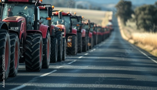 Many tractors on the road