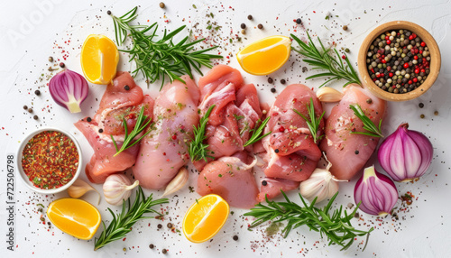 Poultry ham for cooking. Chicken meat with spirals.