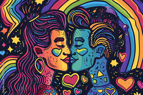 Hand-drawn vector doodle of gay pride, showcasing a whimsical and artistic representation of LGBTQ+ pride. 