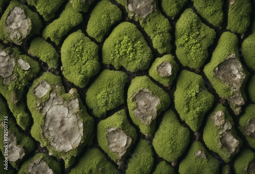 Closeup texture of tree bark Pattern of natural tree bark background Rough surface of trunk Green mo