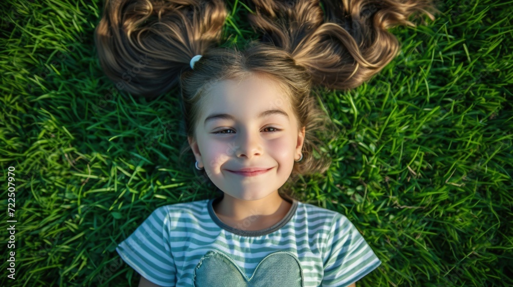 Young Girl Lying on Green Grass Young Girl Lying on Green Grass