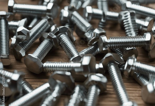 Metal bolts and nuts on white background Fasteners equipment Hardware tools Stud bolt hex nuts and h
