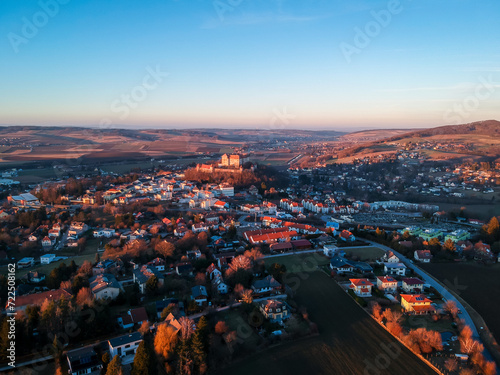 View on the Neulengbach town with the castle on the horizon  Austria