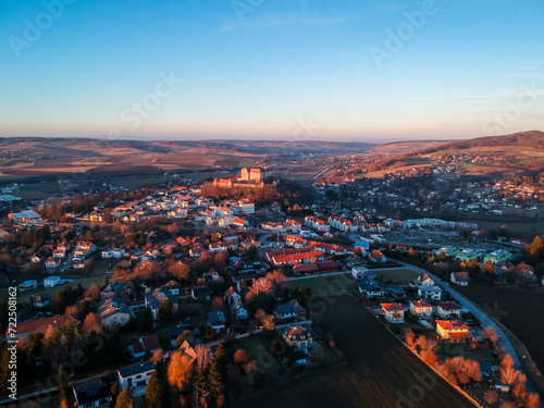 View on the Neulengbach town with the castle on the horizon, Austria photo
