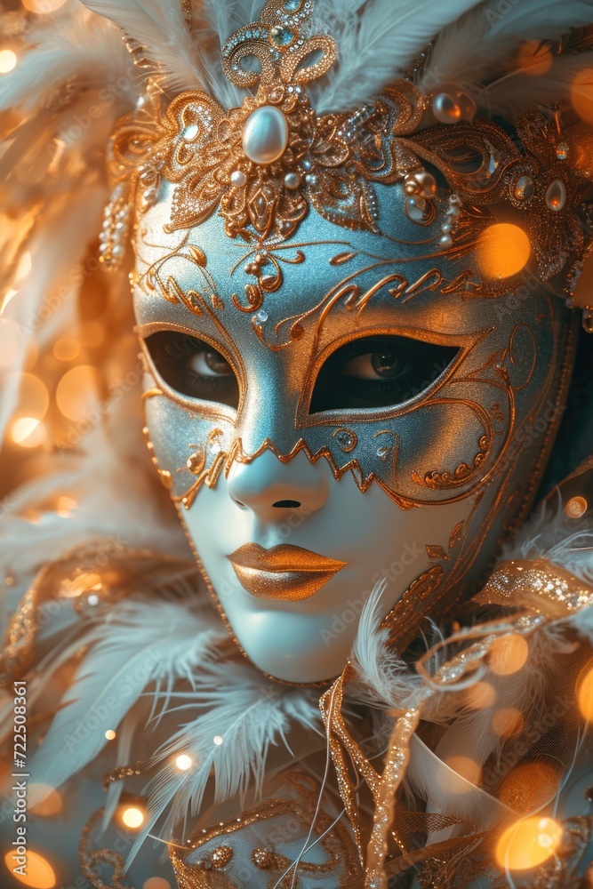 Exquisite Venetian Mask with Feathers