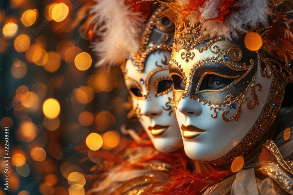 Exquisite Venetian masks with feathers