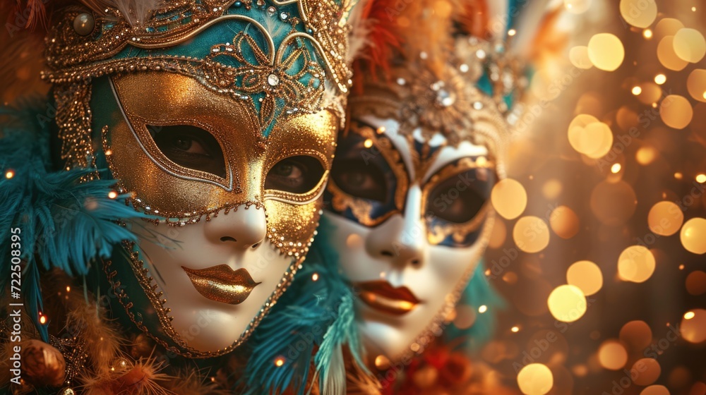 Exquisite Venetian masks with feathers