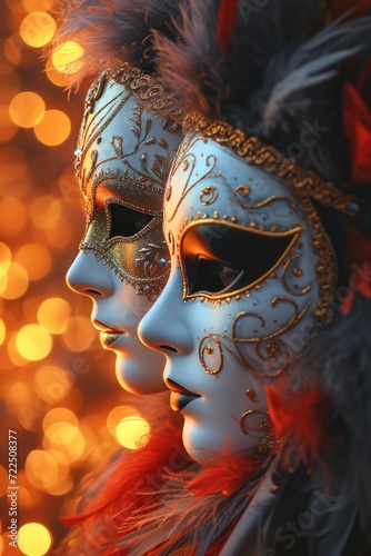 Exquisite Venetian masks with feathers © Ivy