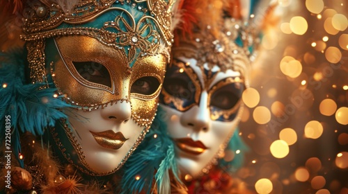 Exquisite Venetian masks with feathers © Ivy